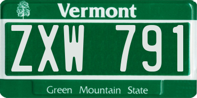VT license plate ZXW791