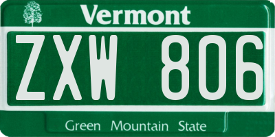 VT license plate ZXW806