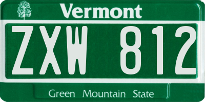 VT license plate ZXW812