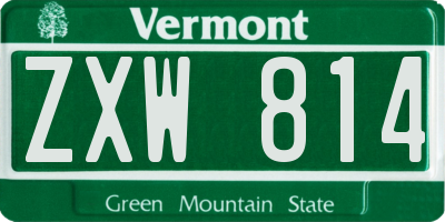 VT license plate ZXW814