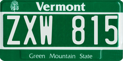VT license plate ZXW815