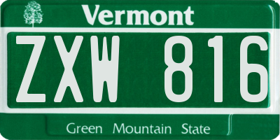 VT license plate ZXW816