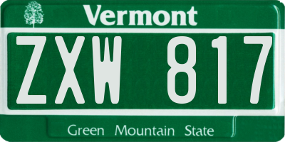 VT license plate ZXW817