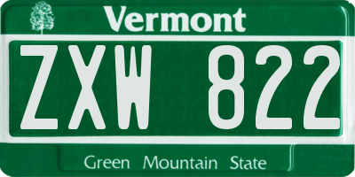 VT license plate ZXW822