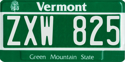 VT license plate ZXW825