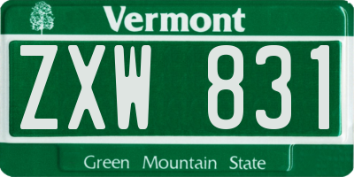 VT license plate ZXW831