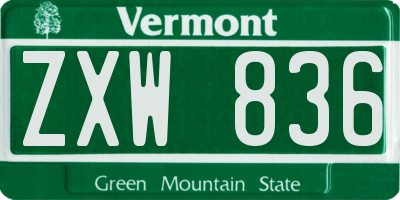 VT license plate ZXW836