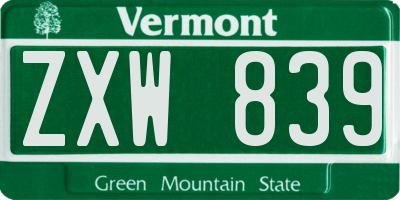 VT license plate ZXW839