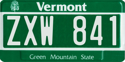 VT license plate ZXW841