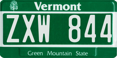 VT license plate ZXW844