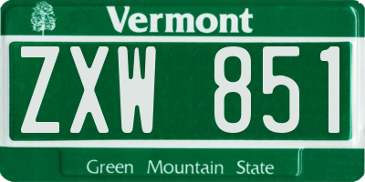 VT license plate ZXW851