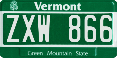 VT license plate ZXW866