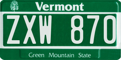 VT license plate ZXW870
