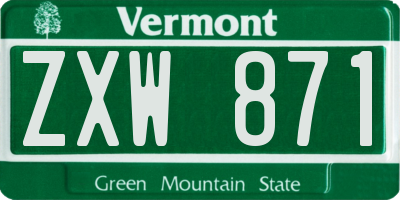 VT license plate ZXW871