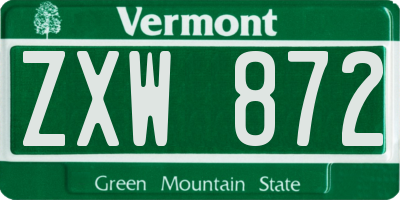 VT license plate ZXW872