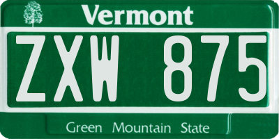 VT license plate ZXW875