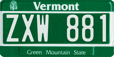 VT license plate ZXW881