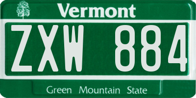 VT license plate ZXW884