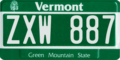 VT license plate ZXW887