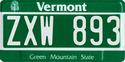 VT license plate ZXW893