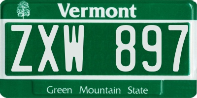 VT license plate ZXW897