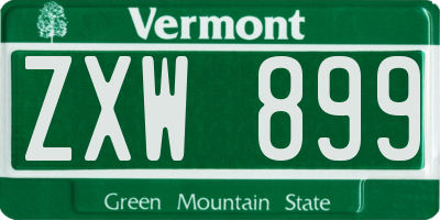 VT license plate ZXW899
