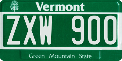 VT license plate ZXW900