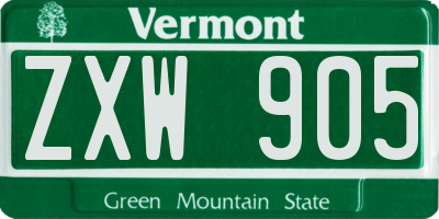 VT license plate ZXW905