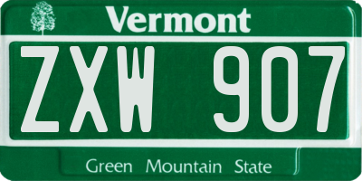 VT license plate ZXW907