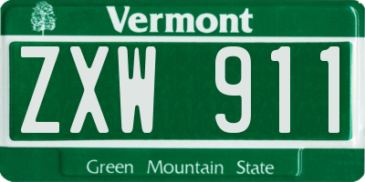 VT license plate ZXW911