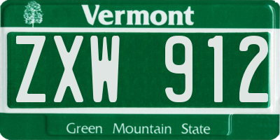 VT license plate ZXW912
