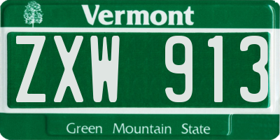 VT license plate ZXW913
