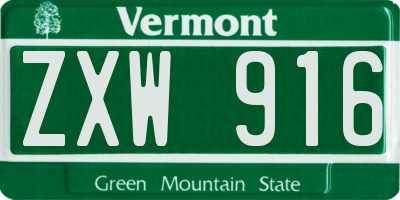 VT license plate ZXW916