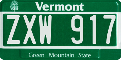 VT license plate ZXW917
