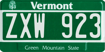 VT license plate ZXW923