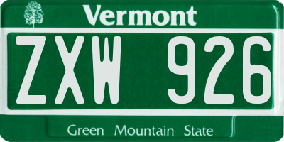 VT license plate ZXW926