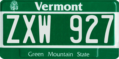 VT license plate ZXW927