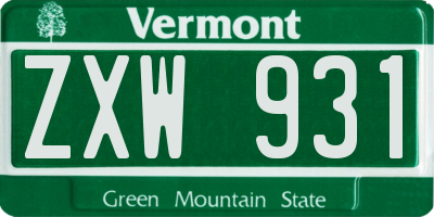 VT license plate ZXW931