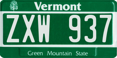 VT license plate ZXW937