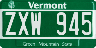 VT license plate ZXW945