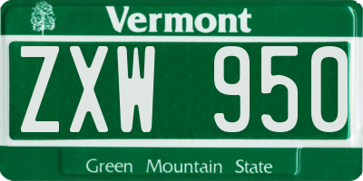 VT license plate ZXW950
