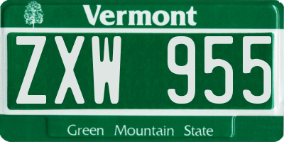 VT license plate ZXW955