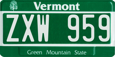 VT license plate ZXW959