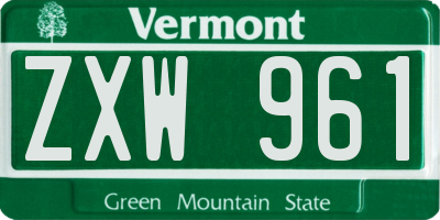 VT license plate ZXW961