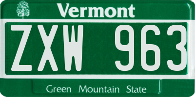 VT license plate ZXW963