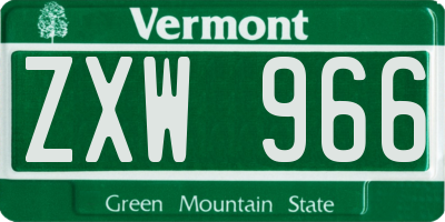 VT license plate ZXW966