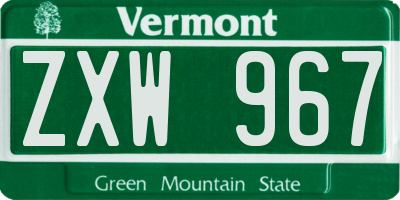 VT license plate ZXW967