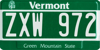 VT license plate ZXW972
