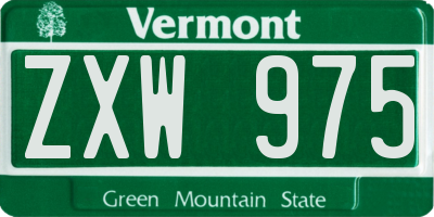 VT license plate ZXW975
