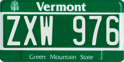 VT license plate ZXW976